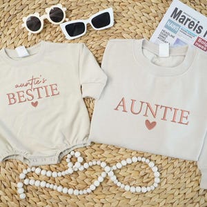 Embroidered Auntie And Auntie&#39;s Bestie Shirt, Family Shirt, Aunt Shirt, Aunt To Be, Auntie And Nephew Shirt, Auntie And Bestie Matching.