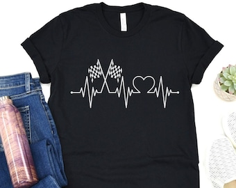 Racing Shirt, Racing Heartbeat Shirt, Race Car TShirt, Racing Mom, Dirt Track Tee, Weekend Dirt Track Shirt, Womens Racing TShirt, Race Mom