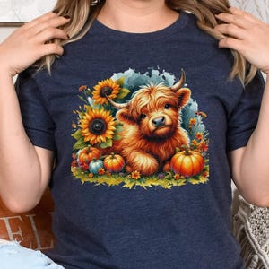 Cute Highland Cow Shirt, Fall Baby Cow Shirt, Cow TShirt, Gift for Cow Lovers, Cow Shirts, Cow Lover Shirt, Highland Cow Shirt, Farmer Tee