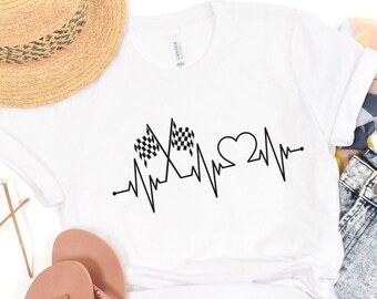 Racing Shirt, Racing Heartbeat Shirt, Race Car Tee, Racing Mom, Dirt Track Shirt, Checkered Flag TShirt, Race Mom Shirts, Gift for Race Mom