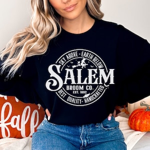 Halloween Sweatshirt, Salem Broom Sweater, Halloween Crewneck, Witch Sweatshirt, Witchy Sweatshirt, Vintage Halloween, Spooky Season