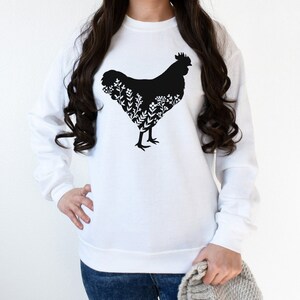 Chicken Sweatshirt, Floral Chicken Sweatshirt, Farm Sweatshirt, Farmer Pullover, Chicken Lover Sweatshirt, Farming Crewneck, Farm Girl Gift