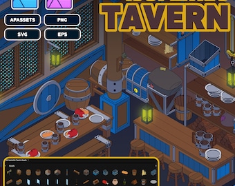60 Vector Isometric Tavern Assets | Affinity Assets, Photo, SVG, PNG, EPS | Instant Download