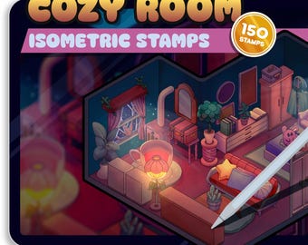 Procreate Isometric Cozy Room Stamps - 150+ Interior Design Brush Pack für Procreate | Digitaler Download