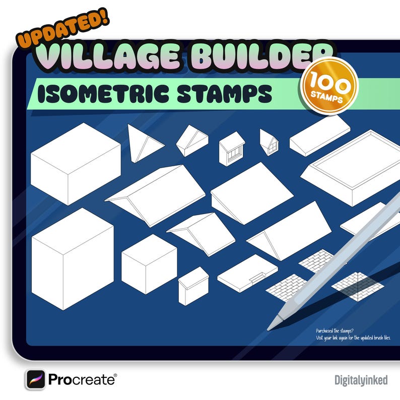 Village Builder 100 Procreate Isometric Brush Stamps - Craft Your Cozy ...