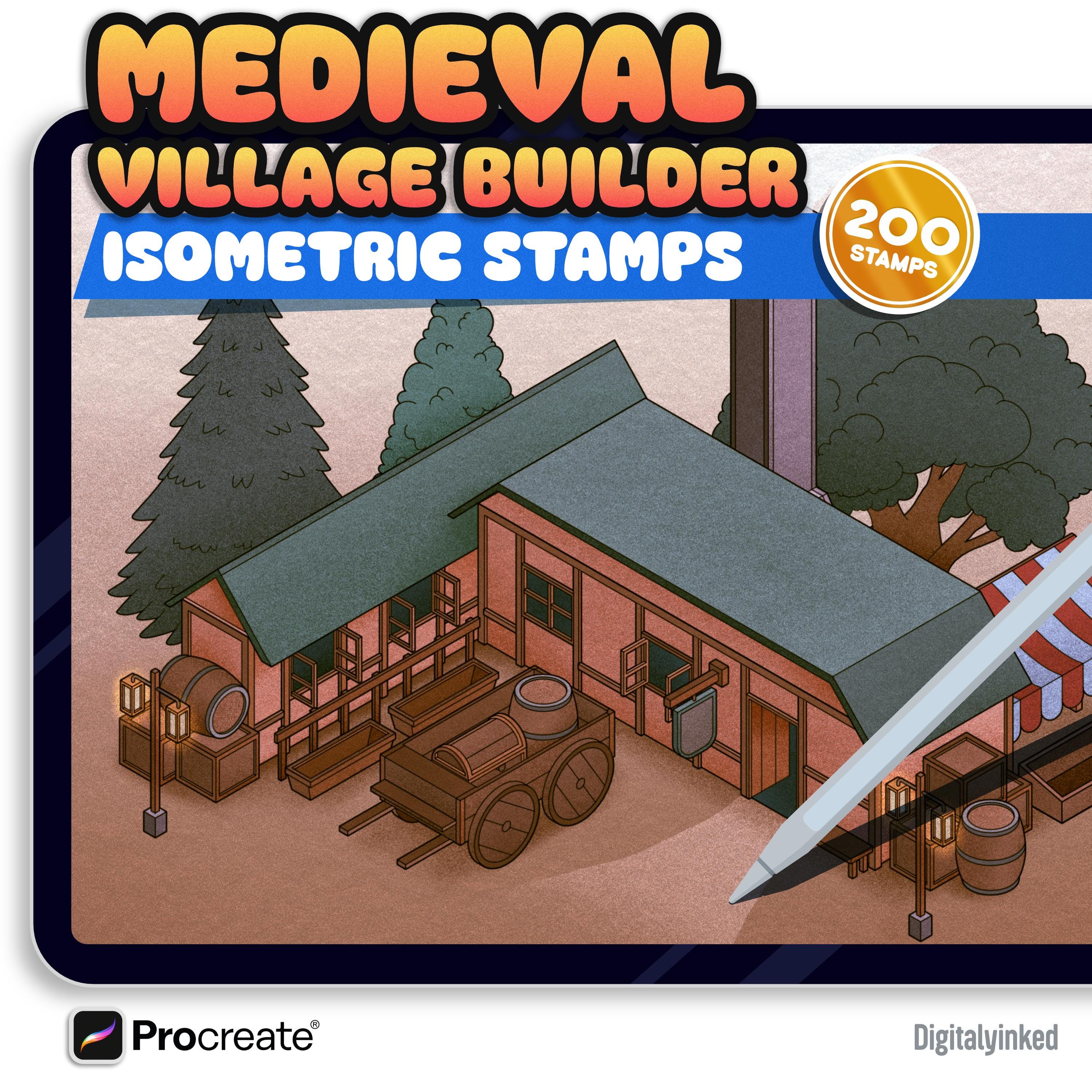 Isometric Medieval Village Builder Procreate Brush Stamps | DIGITAL ...