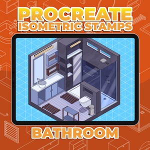 70+ Isometric Bathroom Procreate Brush Stamp - INSTANT DOWNLOAD