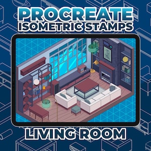 Isometric Living Room Procreate Brush Stamps: Interior Design (Digital Download)