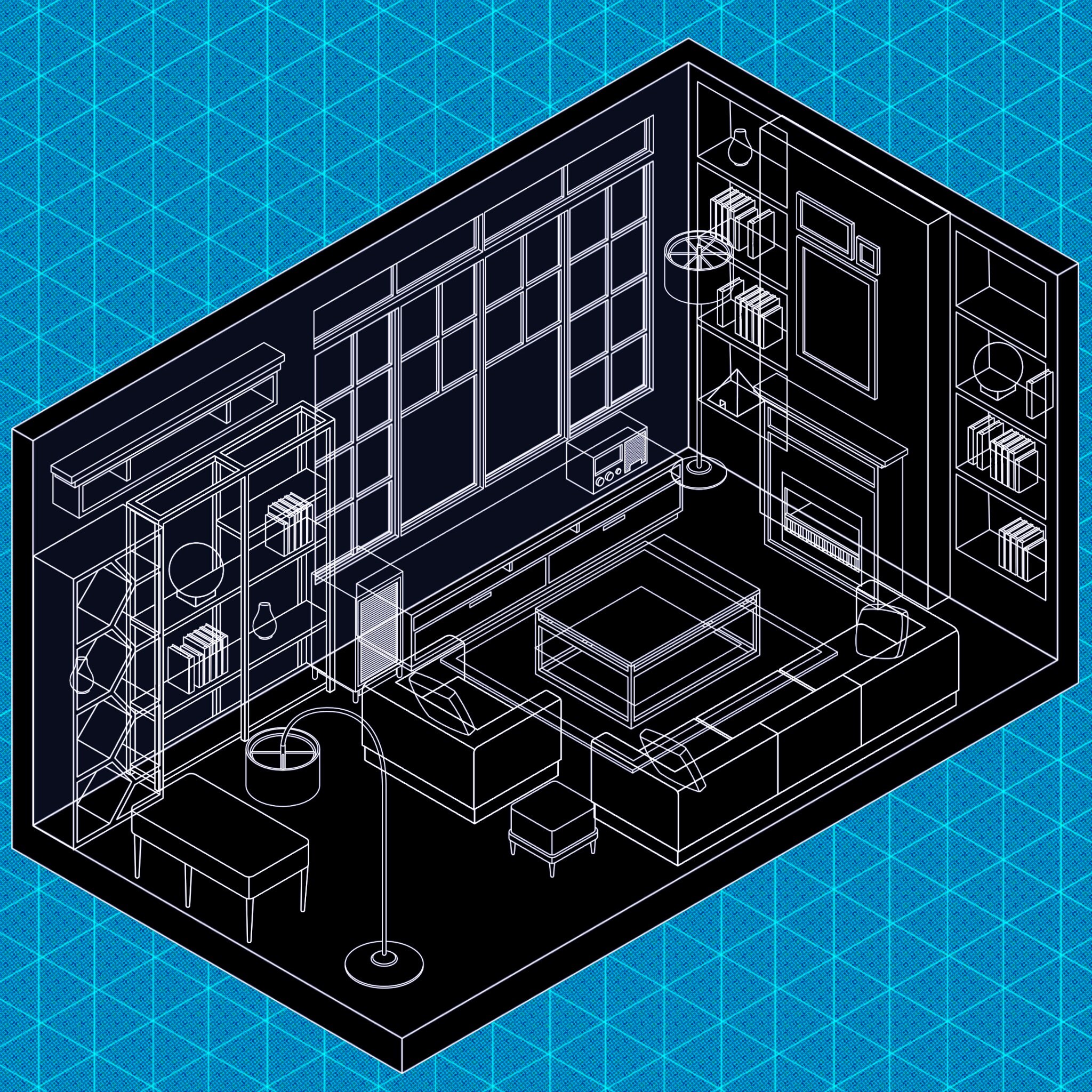 Procreate Isometric Living Room Stamps – 100+ Modern Furniture & Home ...