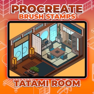 Isometric Tatami Haven: 90 Procreate Brush Stamps for Serene Room Designs | INSTANT DOWNLOAD