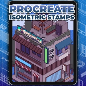 60+ Isometric Building Brush Stamp for Procreate | INSTANT DOWNLOAD