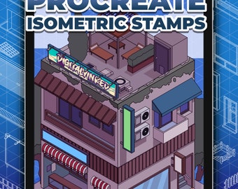 60+ Isometric Building Brush Stamp for Procreate | INSTANT DOWNLOAD