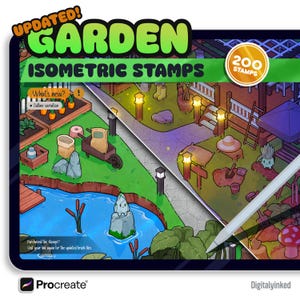 200+ Garden Gazebo Procreate Brush Stamps: Isometric Design (Digital Download)