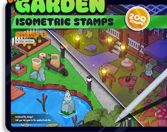 200+ Garden Gazebo Procreate Brush Stamps: Isometric Design (Digital Download)