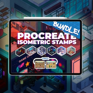 Procreate Isometric Home Interior Brush Stamps: 520 Brush Bundle (Instant Download)