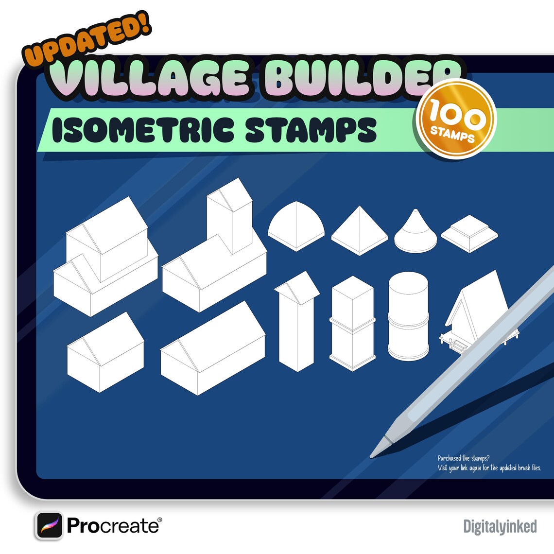 Village Builder 100 Procreate Isometric Brush Stamps - Craft Your Cozy ...