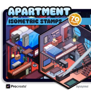 70+ Isometrisk Lägenhetsinredning Procreate Stamp Brush | DIREKT NEDLADDNING
