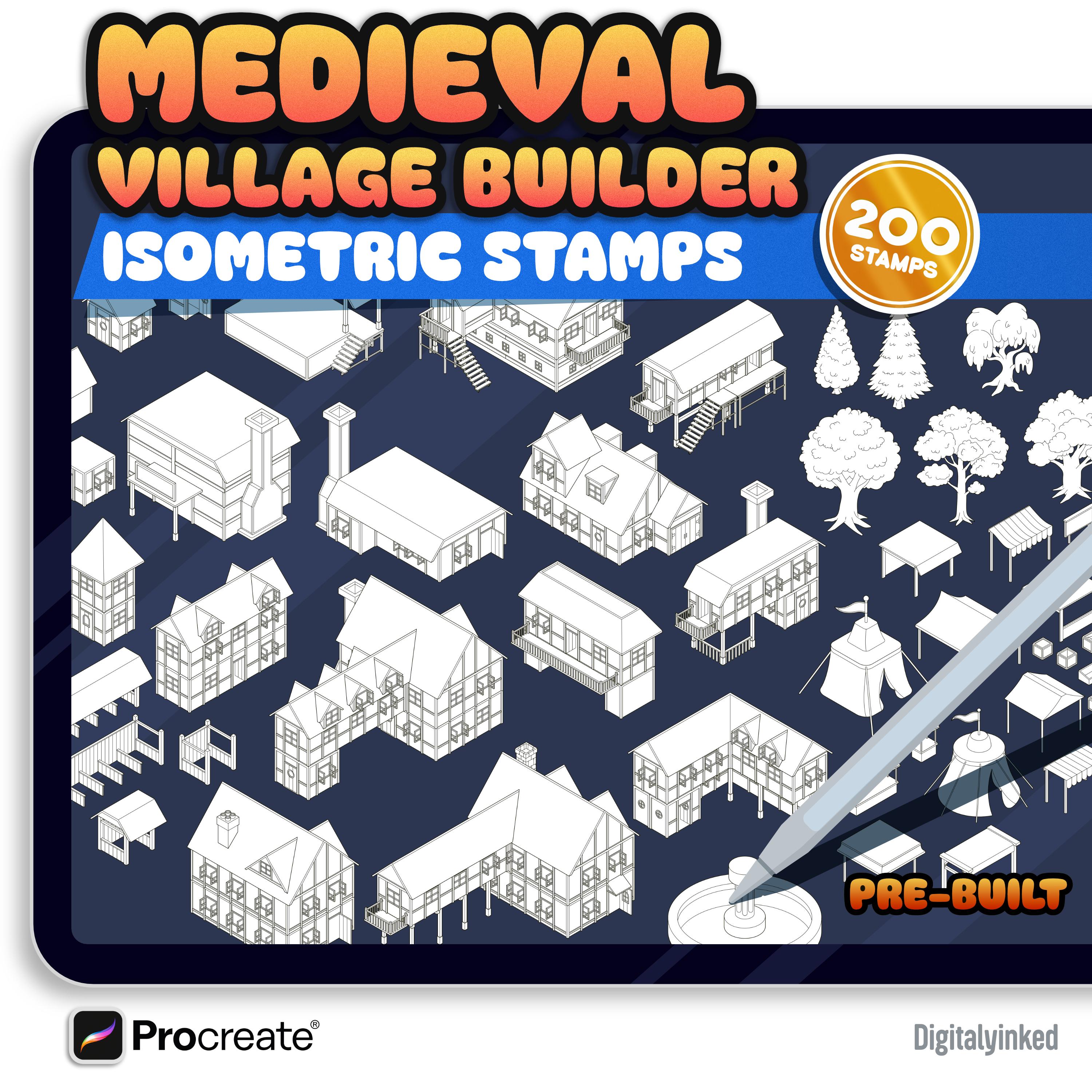 Isometric Medieval Village Builder Procreate Brush Stamps | DIGITAL ...