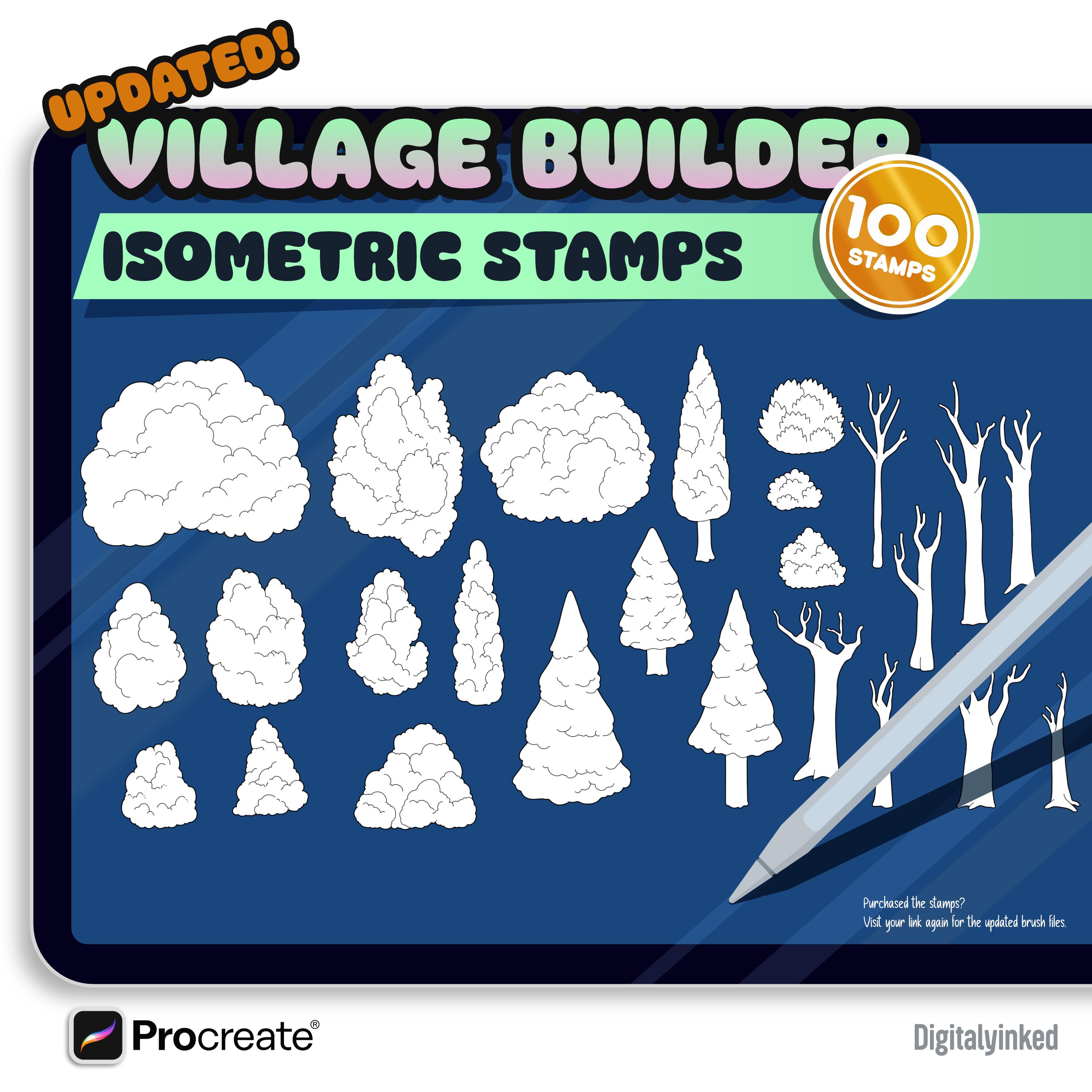 Village Builder 100 Procreate Isometric Brush Stamps - Craft Your Cozy ...