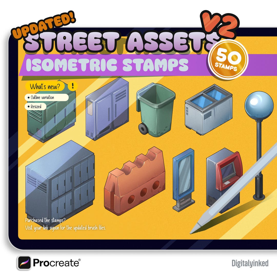 Isometric Street Assets Brush Stamps: Procreate (instant Download) - Etsy