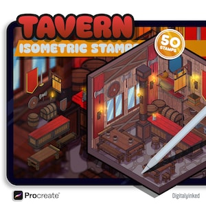 Isometric Tavern Brush Stamps: 55 Procreate Stamps (Instant Download)