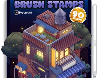 90 pinceles isométricos para crear negocios desde casa en Procreate - DESCARGA INSTANTÁNEA