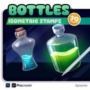 Enchanting Elixirs: 30 Potion Bottle Brush Stamps for Procreate & Photoshop| INSTANT DOWNLOAD