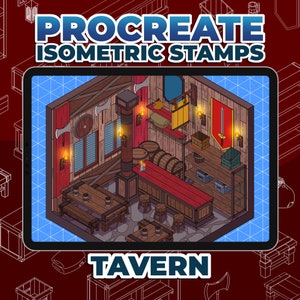 Isometric Tavern Brush Stamps: 55 Procreate Stamps (Instant Download)