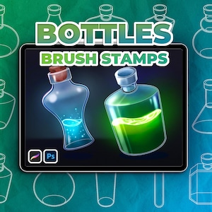 Enchanting Elixirs: 30 Potion Bottle Brush Stamps for Procreate & Photoshop| INSTANT DOWNLOAD