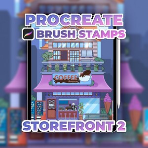 Cafe Storefront Procreate Brush Stamps | INSTANT DOWNLOAD