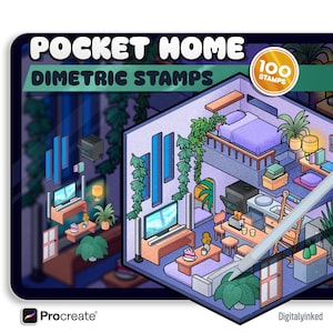 Carimbos de Ambientes Dimétricos para Procreate: Construtor de Casas Aconchegantes (Download Digital)