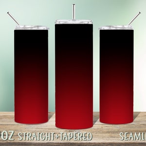 Red Black Ombre Tumbler Wrap Sublimation Design for 20oz Skinny Tumbler, Instant Download Seamless PNG, Gradient background template 113