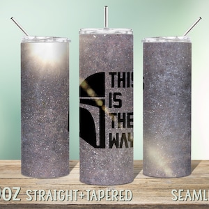 Mandalorian Helmet 20oz Skinny Tumbler Wrap Sublimation Design, Instant Download Seamless PNG, This Is The Way, Galaxy Sky