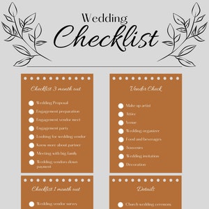 Wedding Checklist, Printable, Digital, PDF - Etsy