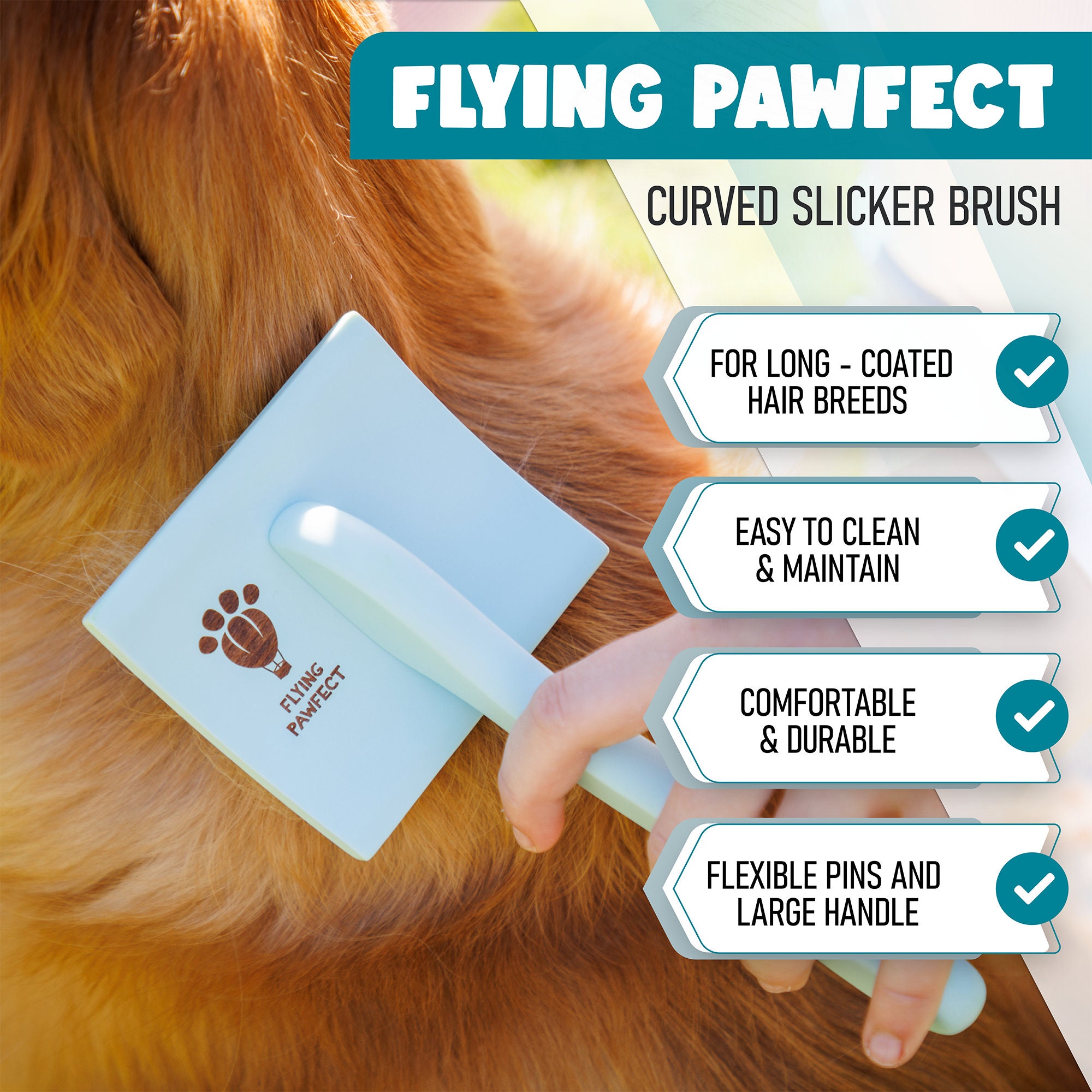 Flying Pawfect Grooming Brush Baby Blue Brush Dog Grooming Brush Large