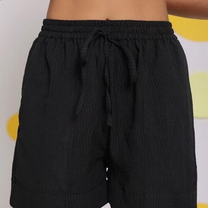 Black Summer Relaxed Casual High Waist Shorts|Stylish Ready-To-Wear Custom-Made Shorts For Women|Vacation Wear Shorts