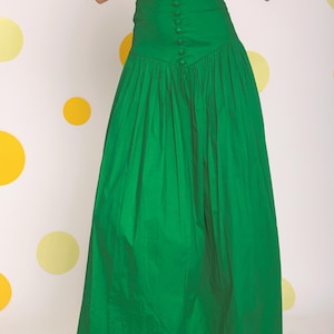 Green Corset Belt Resort wear Cotton High Waist Long Winter Women Skirt|Ankle Length Boho Skirts, Black Friday Deal, Halloween Party Wear