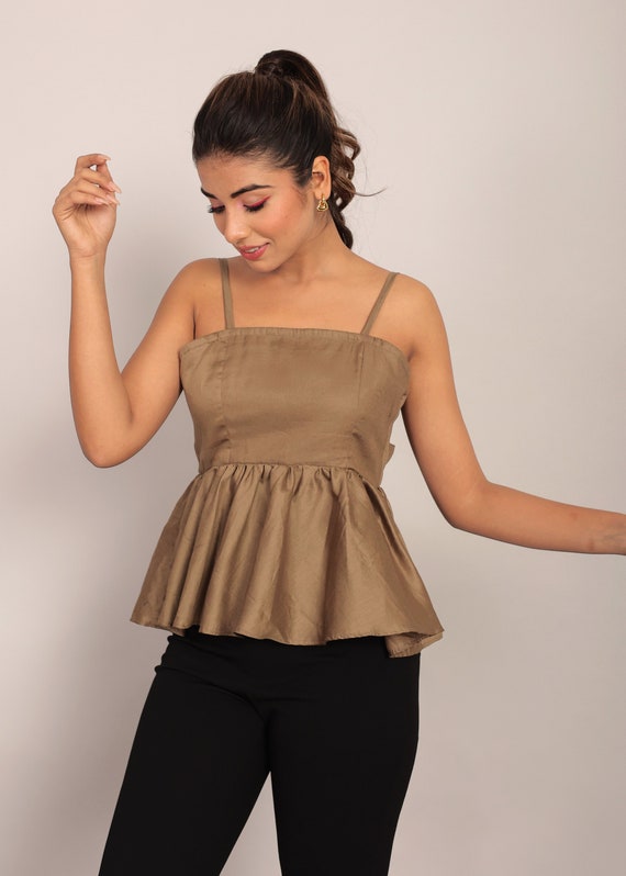 khaki peplum top