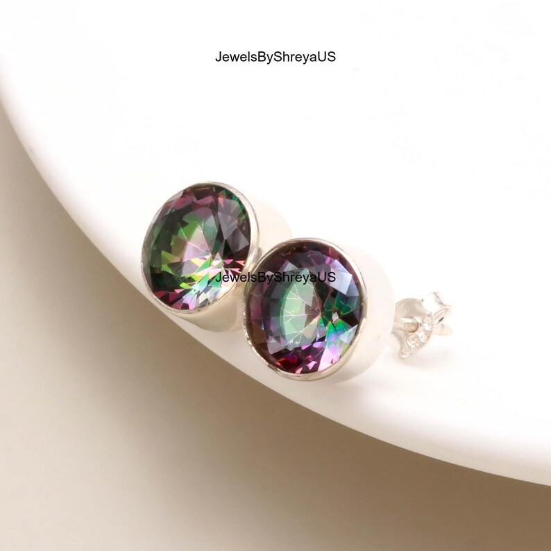 Nym Background Mystic Topaz Jewelry 925 Solid Silver Round Shaped Gem Novembers ...