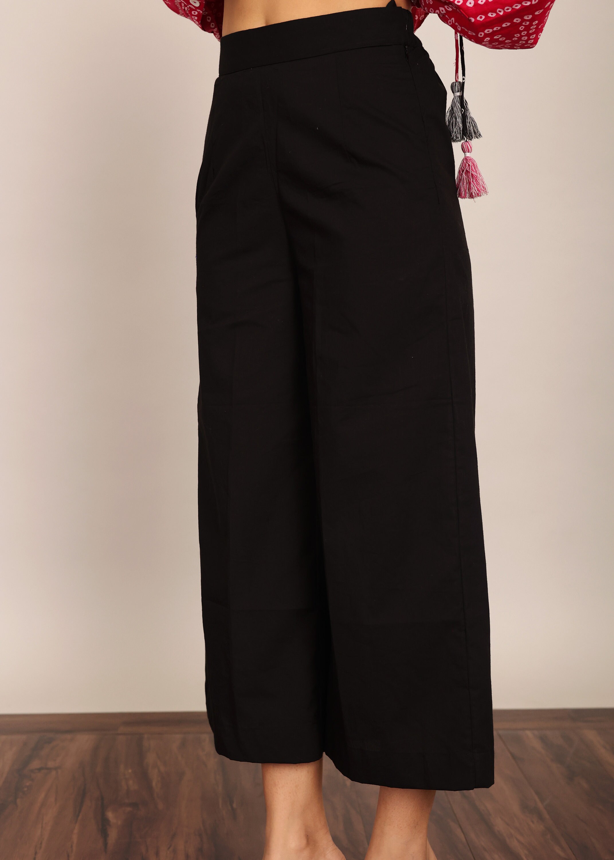Black Wrap Around Pink Knot Co-ord Set main image 1