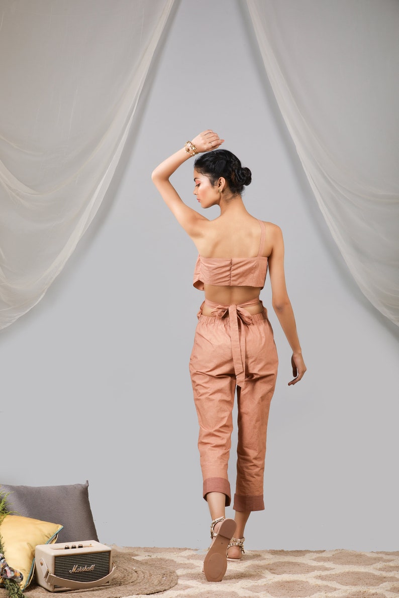 Cross Shoulder Jumpsuit, Italian Cotton One Piece Jumpsuit Set, Summer Dress, Cotton Fabric image 3