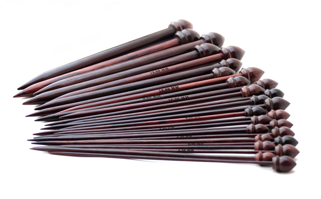 Rosewood Knitting Needle Set of 26 Pcs 13 Pairs Single Pointed Knitting