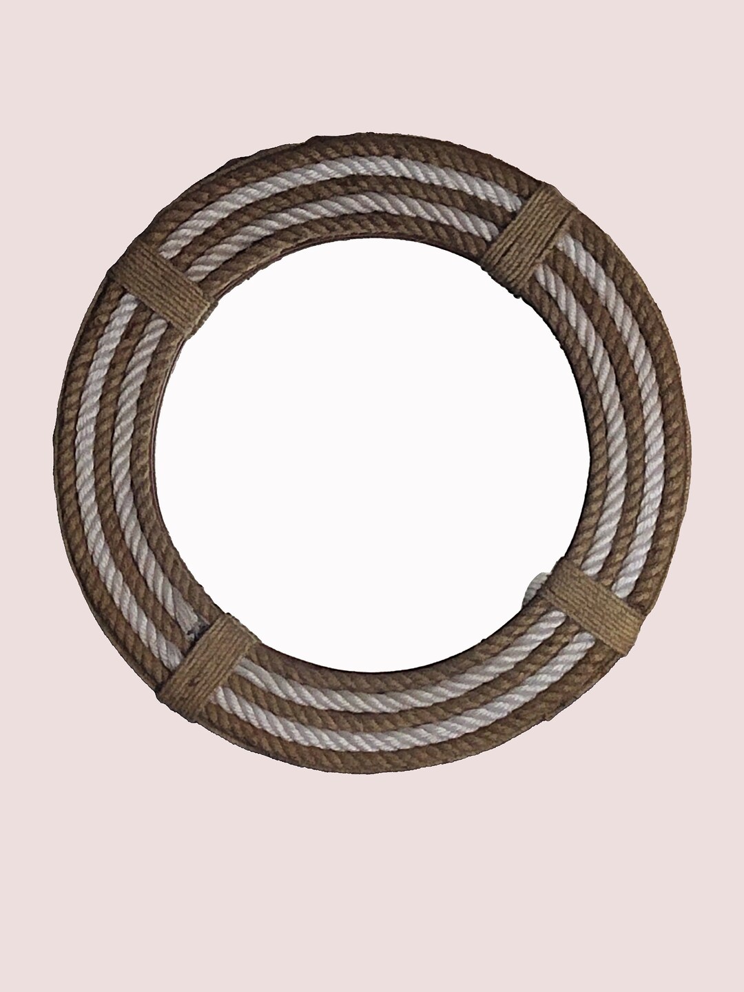 Nautical Coastal Jute Rope Wall Hanging Mirror 1630 Round Rope Mirror for Bathroom, Rustic Wall