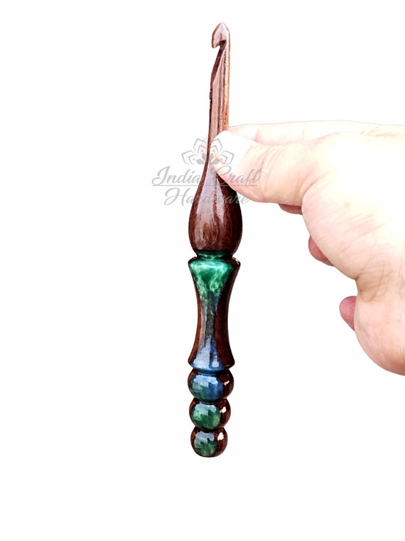 Handmade Epoxy Resin crochet hooks Wooden Ergonomic Crochet Hook