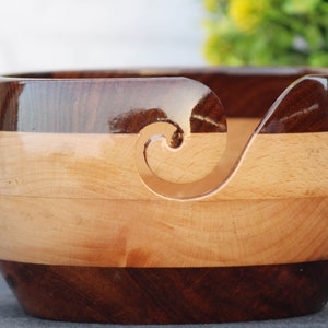 Handmade Olive Wood Yarn Bowl, Crochet Bowl, Knitting Bowl, Made