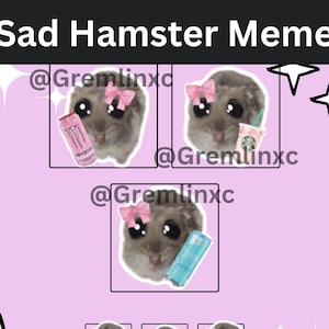 Sad Hamster Emotes with Pink Bow: Twitch, Discord, YouTube (P2U Emotes)