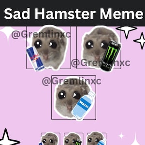Sad Hamster Emote Bundle: Pink Bow Meme for Twitch, Discord, YouTube (PNG Digital Download)
