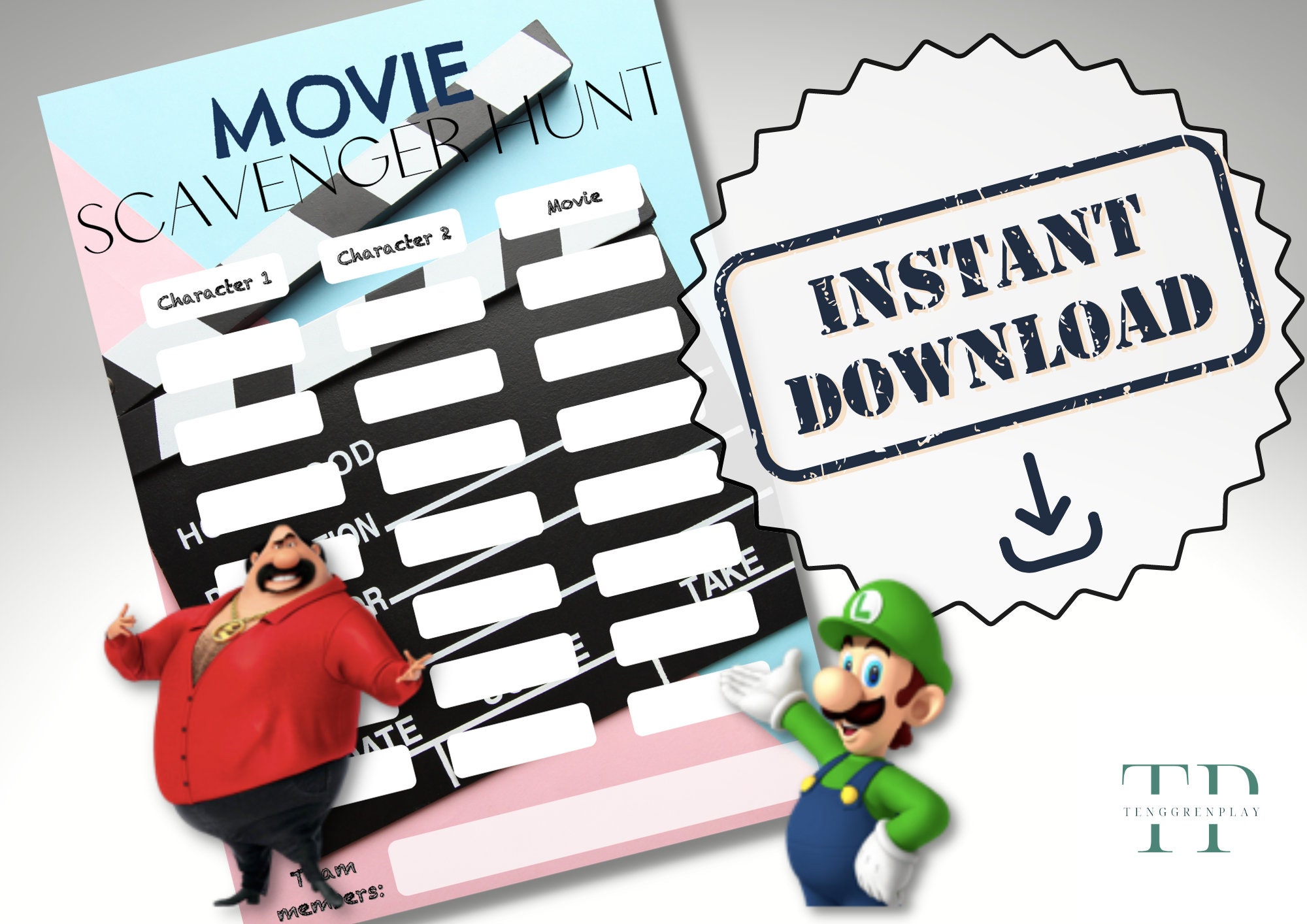 Movie Scavenger Hunt for Kids Printable Kids Activity Etsy