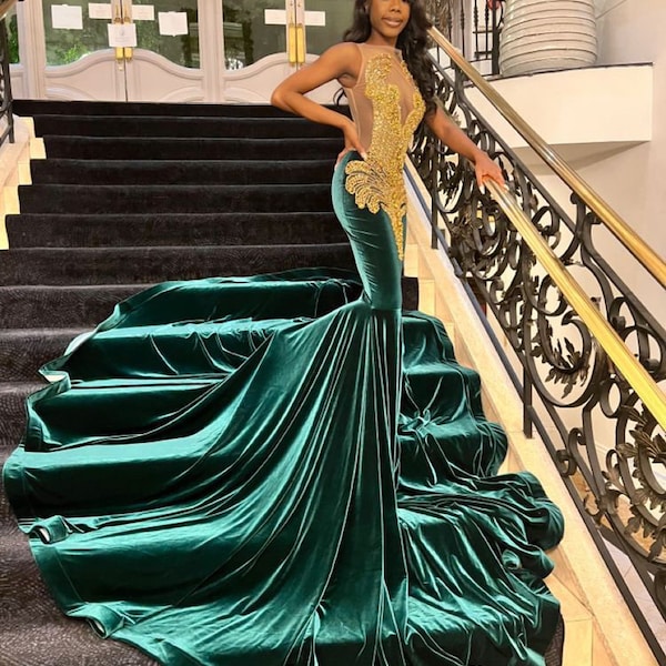 Long Mermaid Black Girl Prom Dresses cc493 main image 1