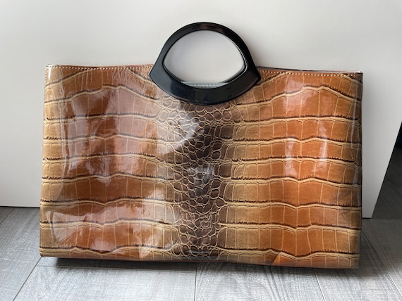 Nine West Brown Faux Alligator Skin Purse/Bag | eBay
